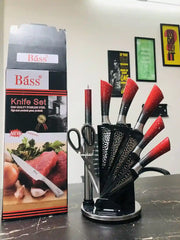 Bass Kitchen Knife Set 8 Pieces with Rotating and Folding Stand