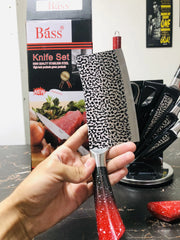 Bass Kitchen Knife Set 8 Pieces with Rotating and Folding Stand